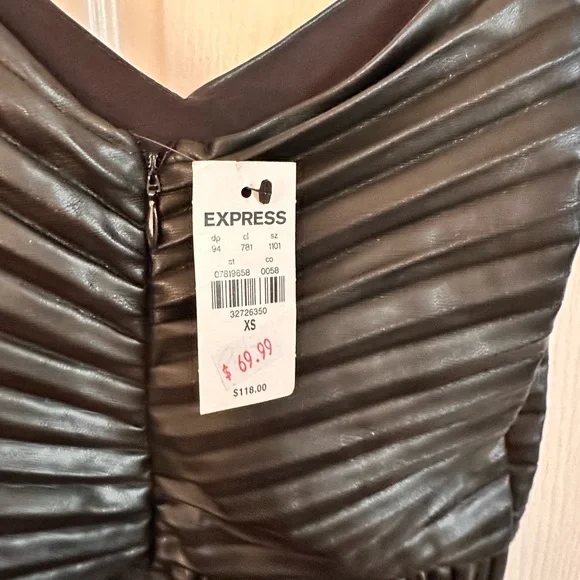 Express Black Pleated Mini Dress - Picture 3 of 5